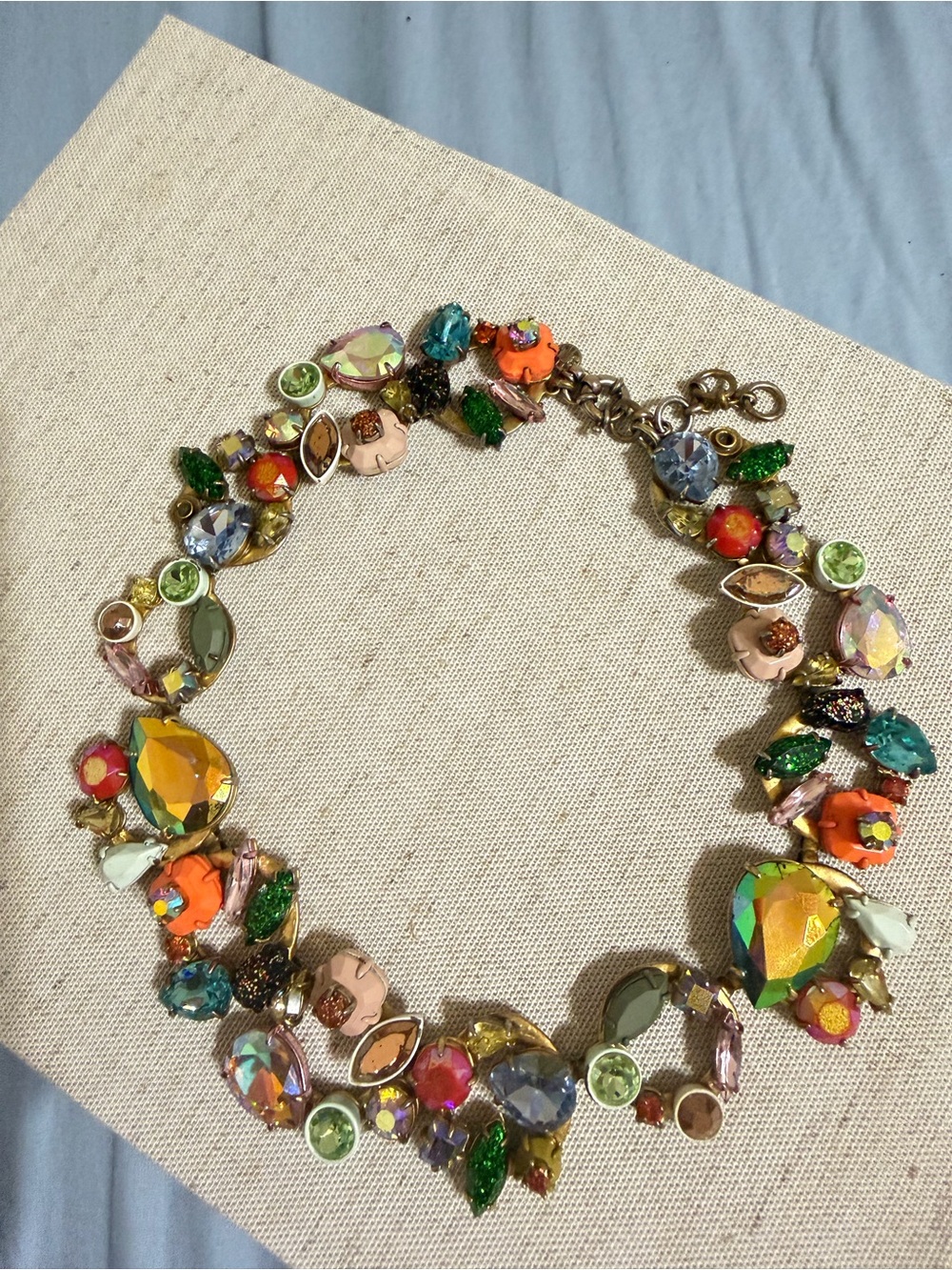 J. Crew Multicolor Crystal Wreathe Floral Brulee Statement Necklace - Picture 3 of 14